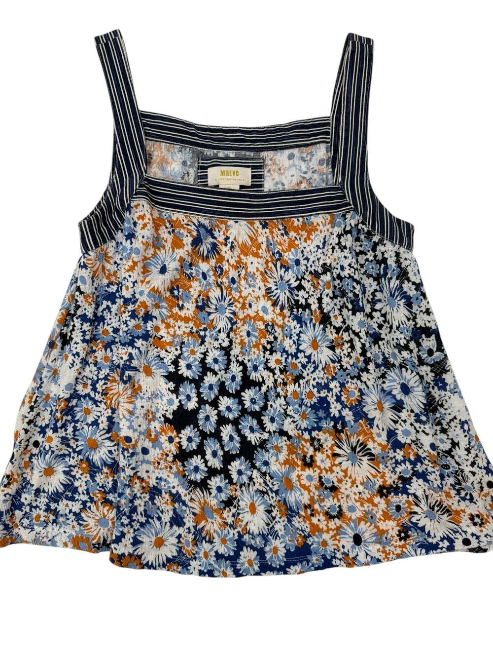 Maeve by Anthropologie Caryn Square Neck Floral and Striped Tank Top Size XS